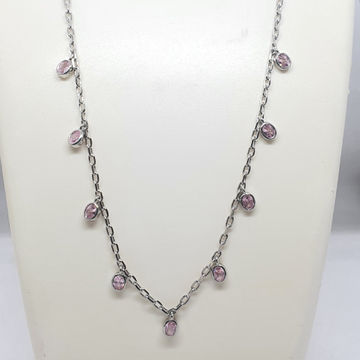 92.5 Silver Pink Diamond Ladies Chain by 